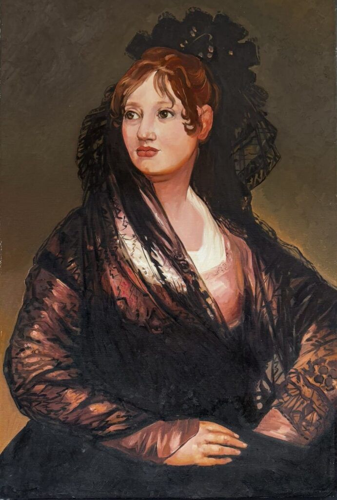 Reproducción de Francisco de Goya, retrato de una maja, óleo figurativo